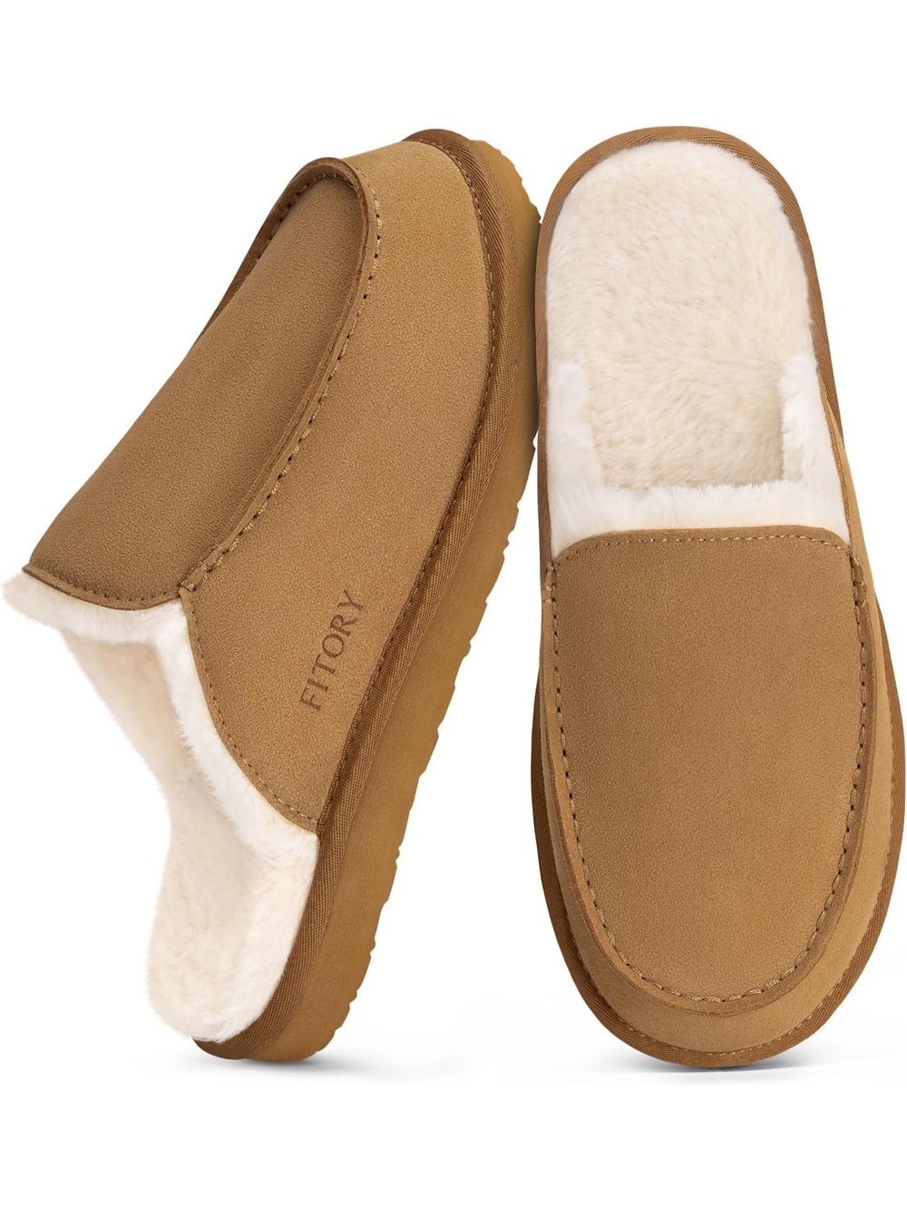 Men's Brown Closed Toe Slip On Flat Winter Casual House Mules Clog Slipper